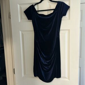Navy Velvet Formal Maternity Dress